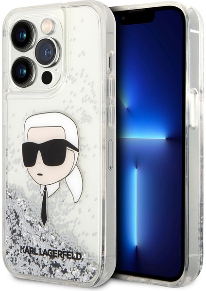 iPhone 14 Pro Max Uyumlu Kılıf Sıvılı Simli Karl Head Dizayn Kapak