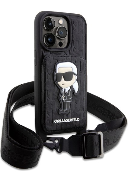 iPhone 14 Pro Uyumlu Kılıf Boyun Askılı Kartlıklı Karl Dizayn Kapak
