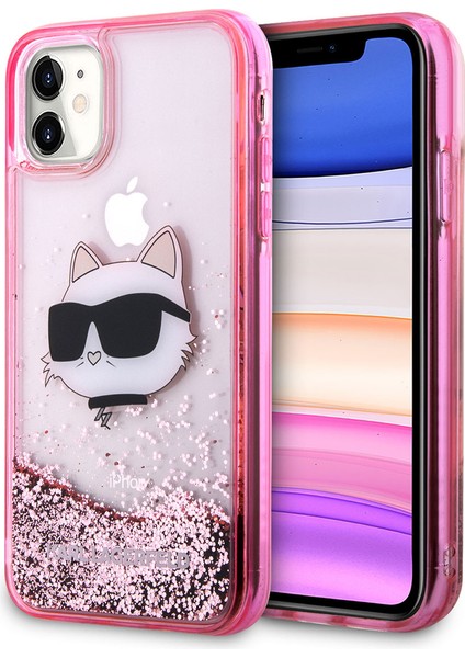 iPhone 11 Uyumlu Kılıf Sıvılı Simli Choupette Head Dizayn Kapak