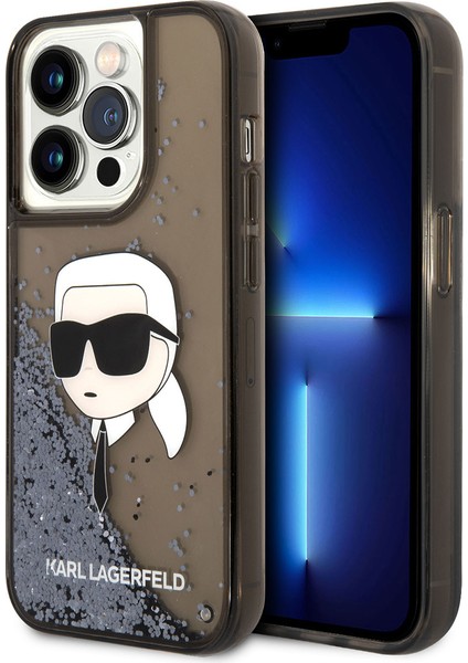 iPhone 14 Pro Uyumlu Kılıf Sıvılı Simli Karl Head Dizayn Kapak