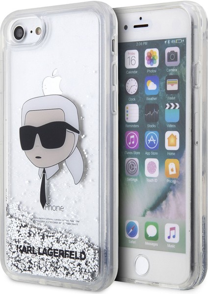 iPhone 7 Uyumlu Kılıf Sıvılı Simli Karl Head Dizayn Kapak