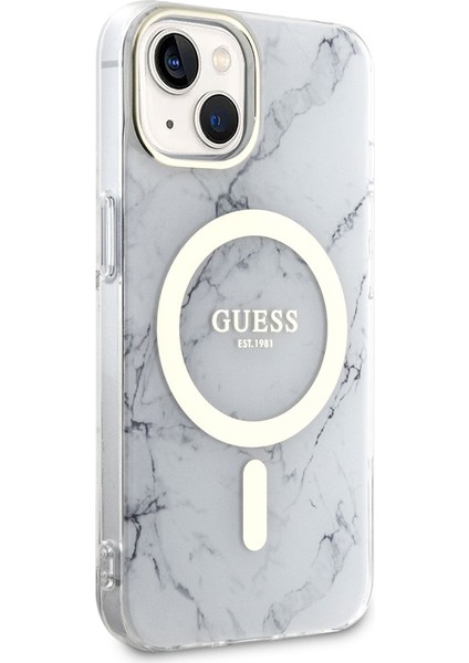 iPhone 14 Plus Uyumlu Kılıf Guess Magsafe Şarj Özellikli Mermer Desenli Kapak