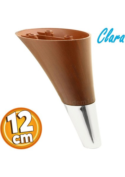 Clara Mobilya Kanepe Sehpa TV Ünitesi Baza Koltuk Ayağı Kahverengi Krom Renk 12 cm (4 Adet)