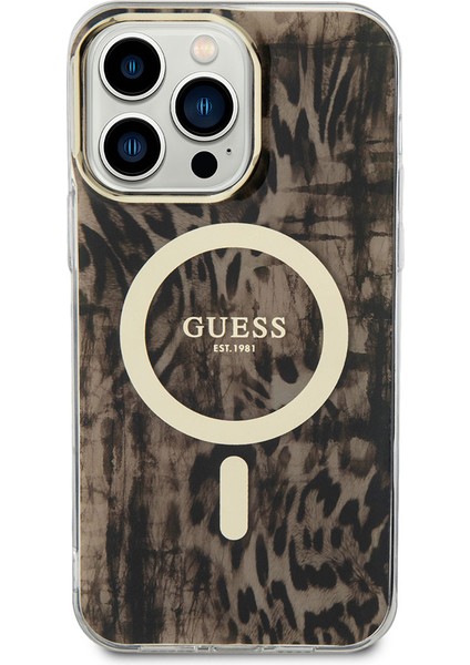 iPhone 14 Pro Uyumlu Kılıf Guess Magsafe Şarj Özellikli Leopar Desenli Kapak fiyatları