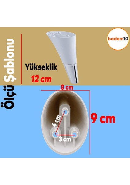 Clara Mobilya Kanepe Sehpa TV Ünitesi Baza Koltuk Ayağı Beyaz Krom Renk 12 cm (4 Adet)