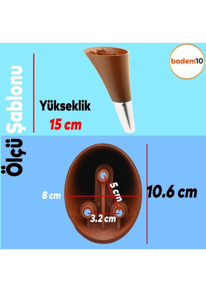 Clara Mobilya Kanepe Sehpa TV Ünitesi Baza Koltuk Ayağı Kahverengi Ceviz Krom Renk 15 cm (4 Adet) fiyatları