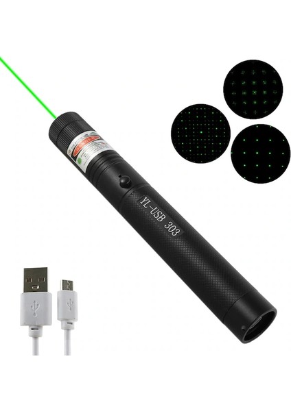 Şarjlı Uzun Menzilli Metal Kasa Yeşil Lazer Pointer YL-USB303