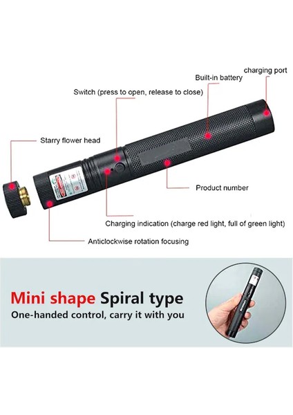 Şarjlı Uzun Menzilli Metal Kasa Yeşil Lazer Pointer YL-USB303