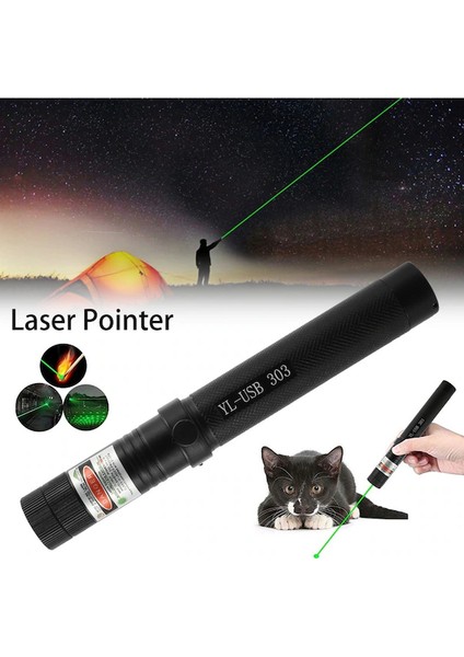 Şarjlı Uzun Menzilli Metal Kasa Yeşil Lazer Pointer YL-USB303