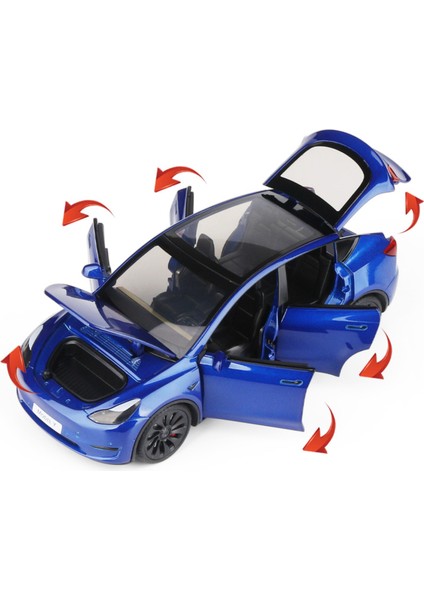 Tesla Model Y 1:24 Birebir Işıklı Maket Sarj Istasyonlu modelleri
