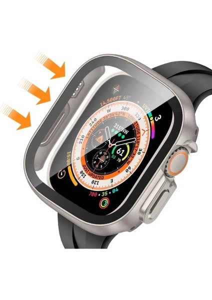 Apple Watch 8 Ultra 360 Tam Koruma (49 Mm) Pc Sert Ekran ve Kasa Koruyucu Kılıf Yüksek Kalite