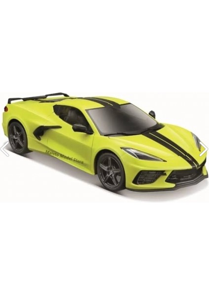 Corvette C8 1:24 Sarı Metal Maket Araba Birebir Orjinal