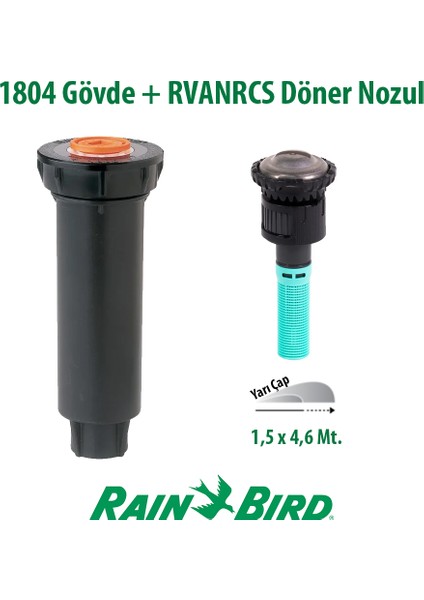 Rvanrcs Döner Nozul, Açı Ayarsız, 1,5x4,6 Mt. ve 1804 Profesyonel Sprey Gövde Seti