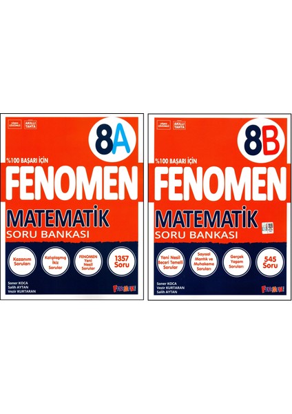 Fenomen Yayıncılık Fenomen 8. Sınıf Lgs Matematik Soru Bankası (A)+(B) Kitabı 2 Kitap