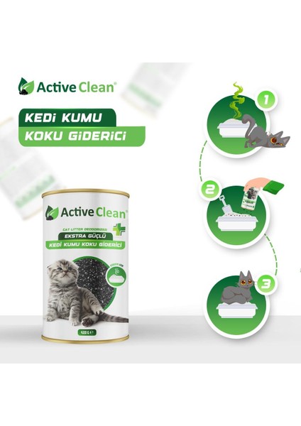 Active Clean Plus Kedi Kumu Koku Giderici 420 gr 3'lü Set