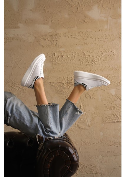 Kadın Bloom Bağcıklı Spor Ayakkabı Beyaz-Z.desenli