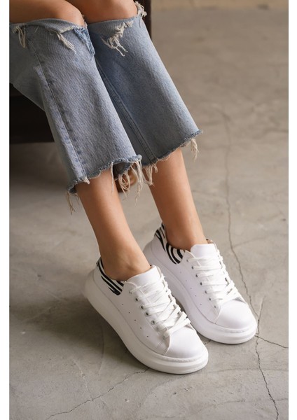 Kadın Bloom Bağcıklı Spor Ayakkabı Beyaz-Z.desenli fırsatları