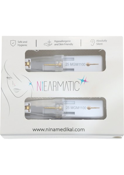 NİNA Medikal Niearmatic Gold Küre Top Kulak Delme Aparatı ve Küpesi Mini 3mm modelleri