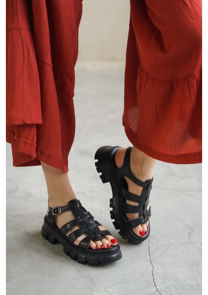Kadın Mogena Kalın Tabanlı Sandalet - Siyah fiyatları