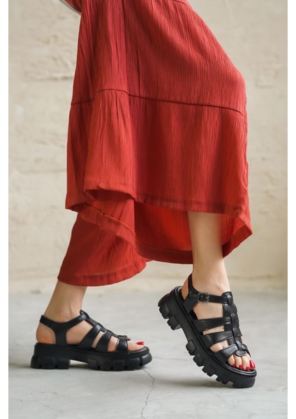 Kadın Mogena Kalın Tabanlı Sandalet - Siyah modelleri