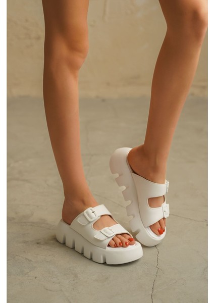 Kadın Vesnor Kalın Tabanlı Terlik - Beyaz fiyatları