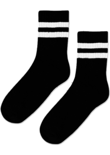 6lı Erkek Unisex Çizgili Soket Çorap Pamuklu Tenis Ekonomik Spor