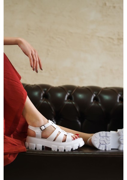 Kadın Mogena Kalın Tabanlı Sandalet - Beyaz indirimleri