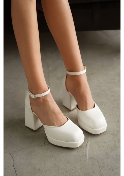 Kadın Gander Platformlu Topuklu Ayakkabı Beyaz