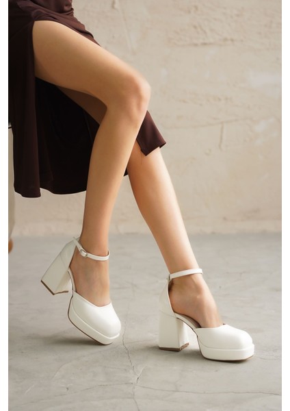 Kadın Gander Platformlu Topuklu Ayakkabı Beyaz fiyatları