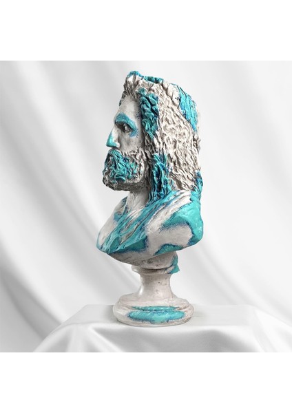 Zeus "blue Coral" Heykel, Büyük Boy Büst, Özel Tasarım Dekoratif Heykel, Zeus fiyatları