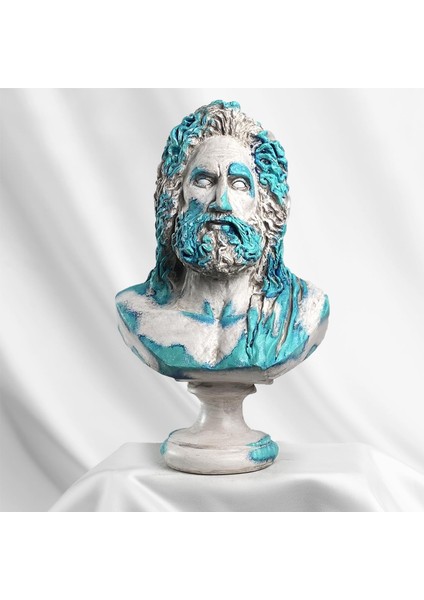 Zeus "blue Coral" Heykel, Büyük Boy Büst, Özel Tasarım Dekoratif Heykel, Zeus fırsatları