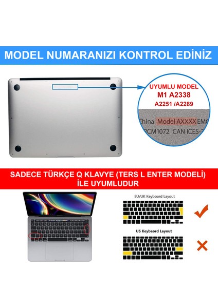Apple MacBook Pro 13 Inç A2289 A2251 Uyumlu Kılıf Dots Design-Şeffaf Klavye Kılıfı-Film fiyatları