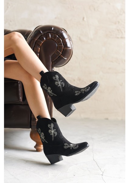 Kadın Sidney Nakışlı Kovboy Bot - Siyah fırsatları