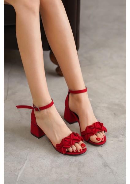 Kadın Sala Kısa Topuklu Ayakkabı - Kırmızı