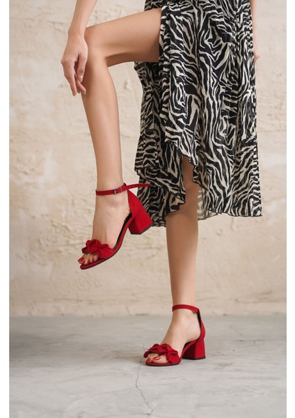 Kadın Sala Kısa Topuklu Ayakkabı - Kırmızı indirimleri