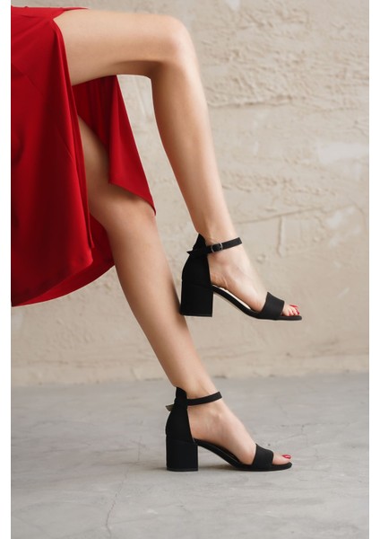 Kadın Lord Siyah Süet Topuklu Ayakkabı - Siyah