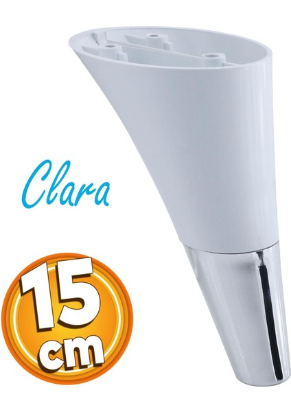 Clara Mobilya Kanepe Sehpa TV Ünitesi Baza Koltuk Ayağı Beyaz Krom Renk 15 cm (4 Adet)