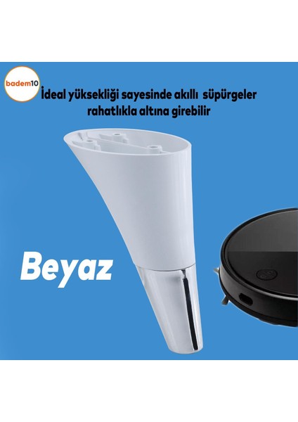 Clara Mobilya Kanepe Sehpa TV Ünitesi Baza Koltuk Ayağı Beyaz Krom Renk 15 cm (4 Adet)