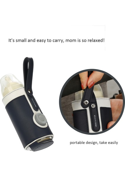 Sıcak Süt Torbası Deri Üç Vitesli Ayarlanabilir Isıtma Şişesi Çantası USB Araba Taşınabilir Anne ve Bebek Açık Sabit Sıcaklık Isıtma Fincan Seti (Yurt Dışından)