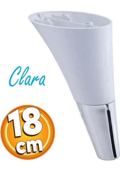 Clara Mobilya Kanepe Sehpa TV Ünitesi Baza Koltuk Ayağı Beyaz Krom Renk 18 cm (4 Adet)