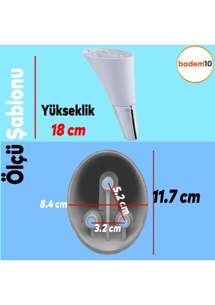 Clara Mobilya Kanepe Sehpa TV Ünitesi Baza Koltuk Ayağı Beyaz Krom Renk 18 cm (4 Adet)