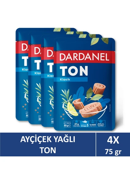 Ayçiçek Yağlı Ton Balığı Poşet 80 gr x 4 Adet