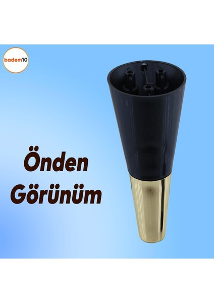 Clara Mobilya Kanepe Sehpa TV Ünitesi Baza Koltuk Ayağı Siyah Gold Renk 12 cm (4 Adet)