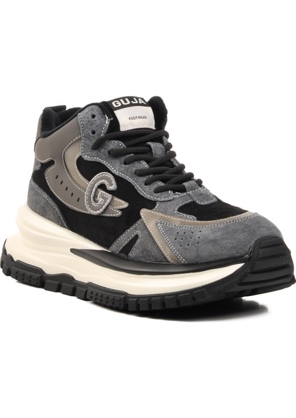 23K334-1 Siyah Kalın Tabanlı Bağcıklı Kadın Sneaker