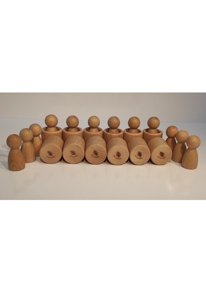 Aliwooden 12 Li Naturel Waldorf Insan Figürleri ve Kaseleri modelleri