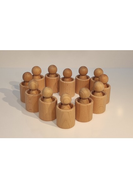 Aliwooden 12 Li Naturel Waldorf Insan Figürleri ve Kaseleri fırsatları