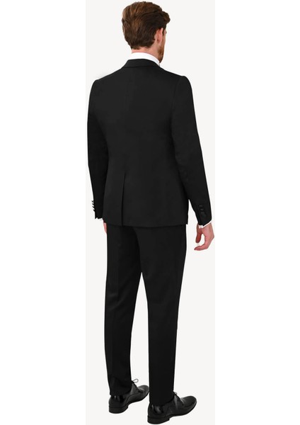 Erkek Siyah Slim Fit Kırlangıç Yaka Yelekli Damatlık indirimleri