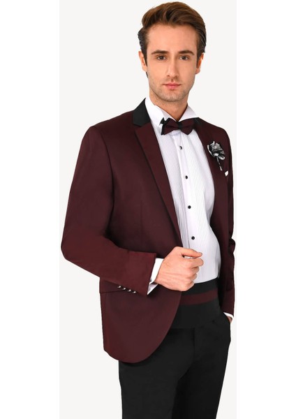 Erkek Bordo Slim Fit Mono Yaka Damatlık modelleri