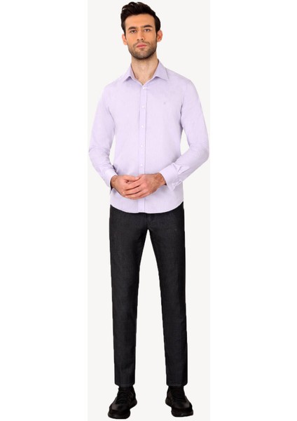 Erkek Lila Slim Fit Pamuk Gömlek fiyatları