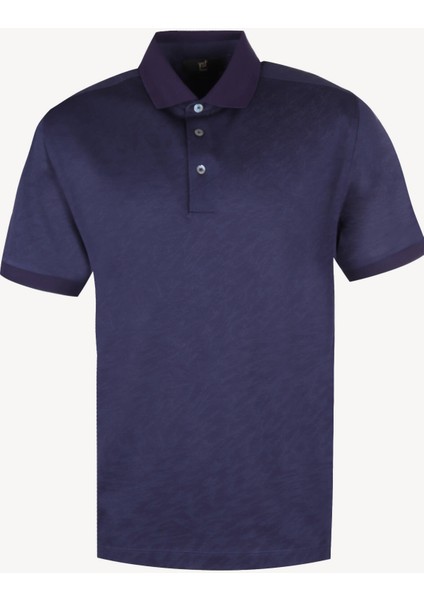 Erkek Mor Polo Yaka Regular Fit Desenli Tshirt
